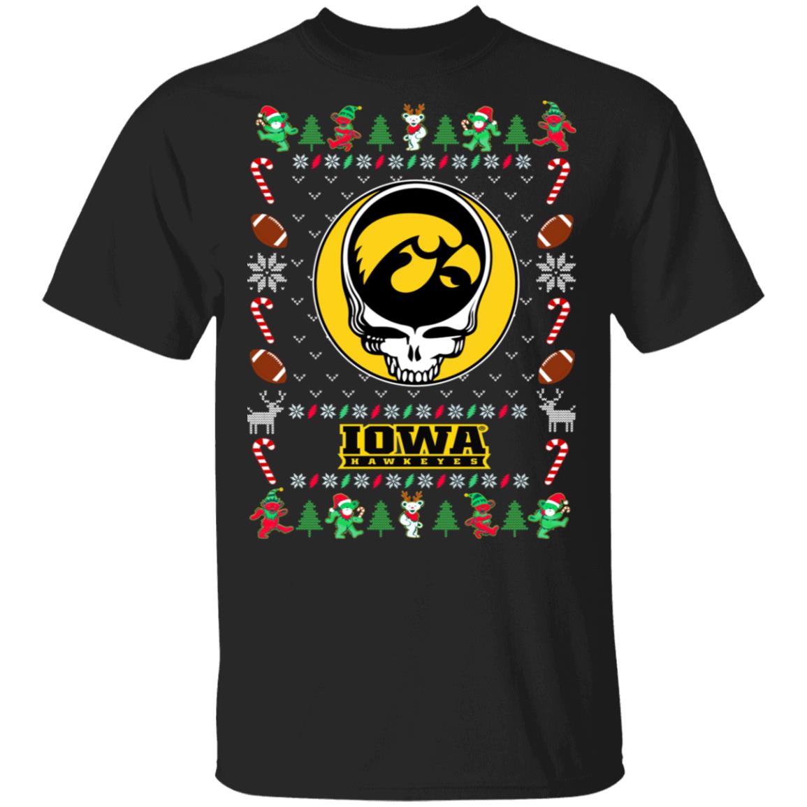 Iowa Hawkeyes Gratefull Dead Ugly Christmas Sweater Iowa Hawkeyes Gratefull Dead Ugly Christmas Sweater