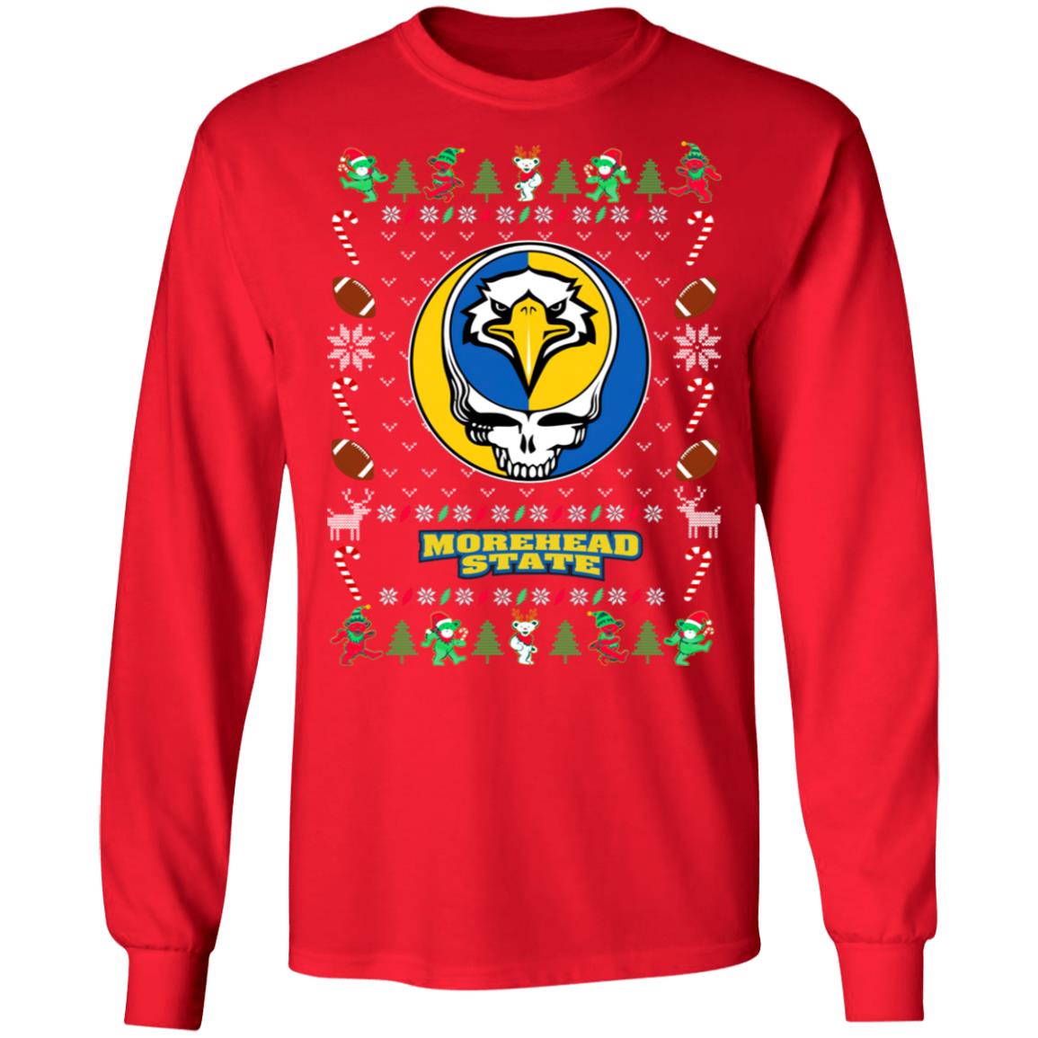 Morehead State Eagles Gratefull Dead Ugly Christmas Sweater Morehead State Eagles Gratefull Dead Ugly Christmas Sweater