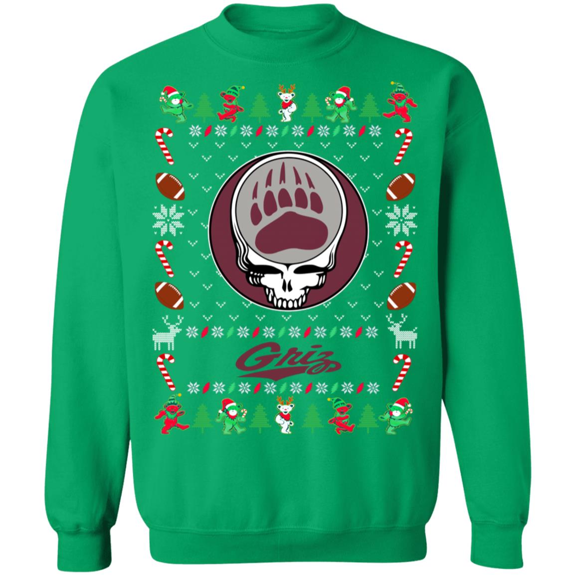 Montana Grizzlies Gratefull Dead Ugly Christmas Sweater Montana Grizzlies Gratefull Dead Ugly Christmas Sweater