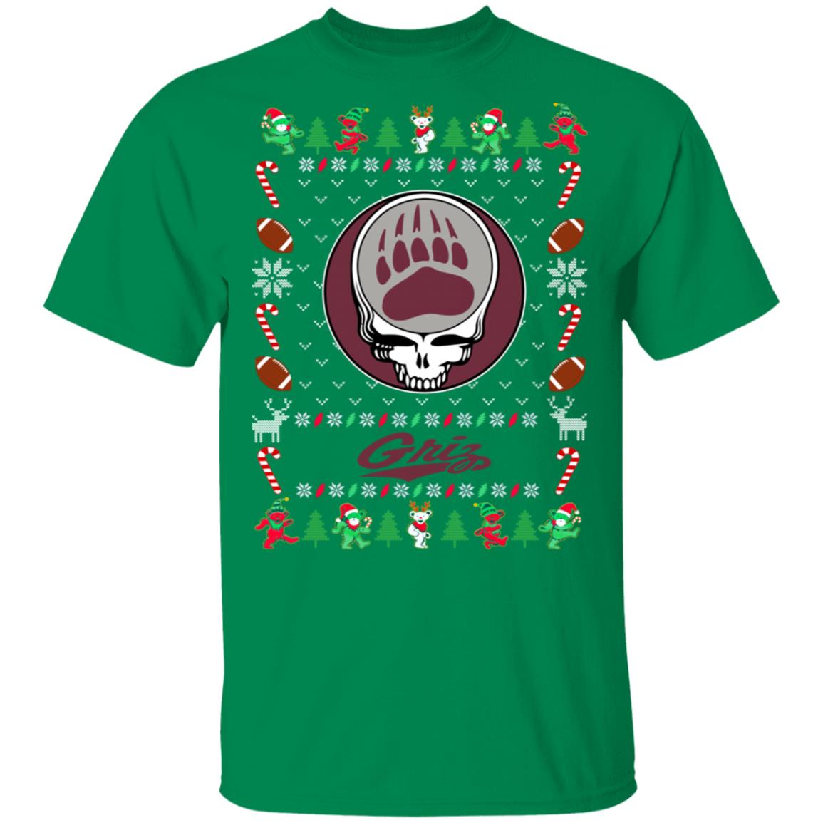 Montana Grizzlies Gratefull Dead Ugly Christmas Sweater Montana Grizzlies Gratefull Dead Ugly Christmas Sweater