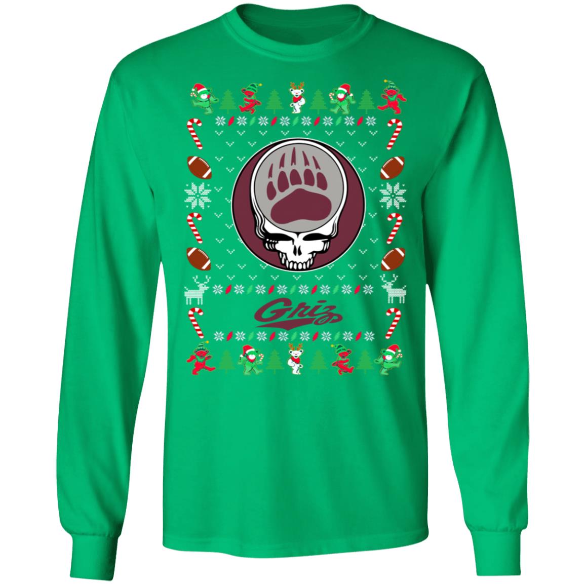 Montana Grizzlies Gratefull Dead Ugly Christmas Sweater Montana Grizzlies Gratefull Dead Ugly Christmas Sweater