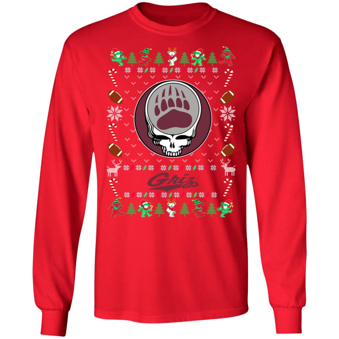 Montana Grizzlies Gratefull Dead Ugly Christmas Sweater Montana Grizzlies Gratefull Dead Ugly Christmas Sweater