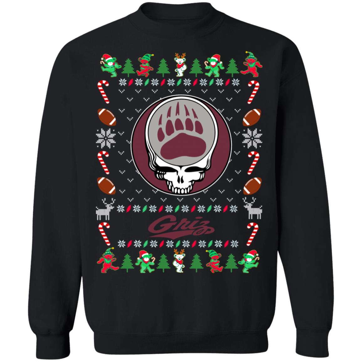 Montana Grizzlies Gratefull Dead Ugly Christmas Sweater Montana Grizzlies Gratefull Dead Ugly Christmas Sweater