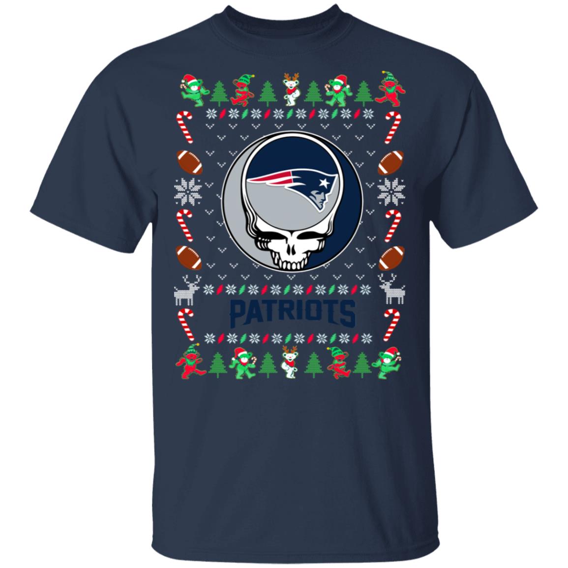 New England Patriots Gratefull Dead Ugly Christmas Sweater New England Patriots Gratefull Dead Ugly Christmas Sweater