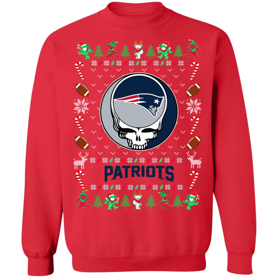 New England Patriots Gratefull Dead Ugly Christmas Sweater New England Patriots Gratefull Dead Ugly Christmas Sweater