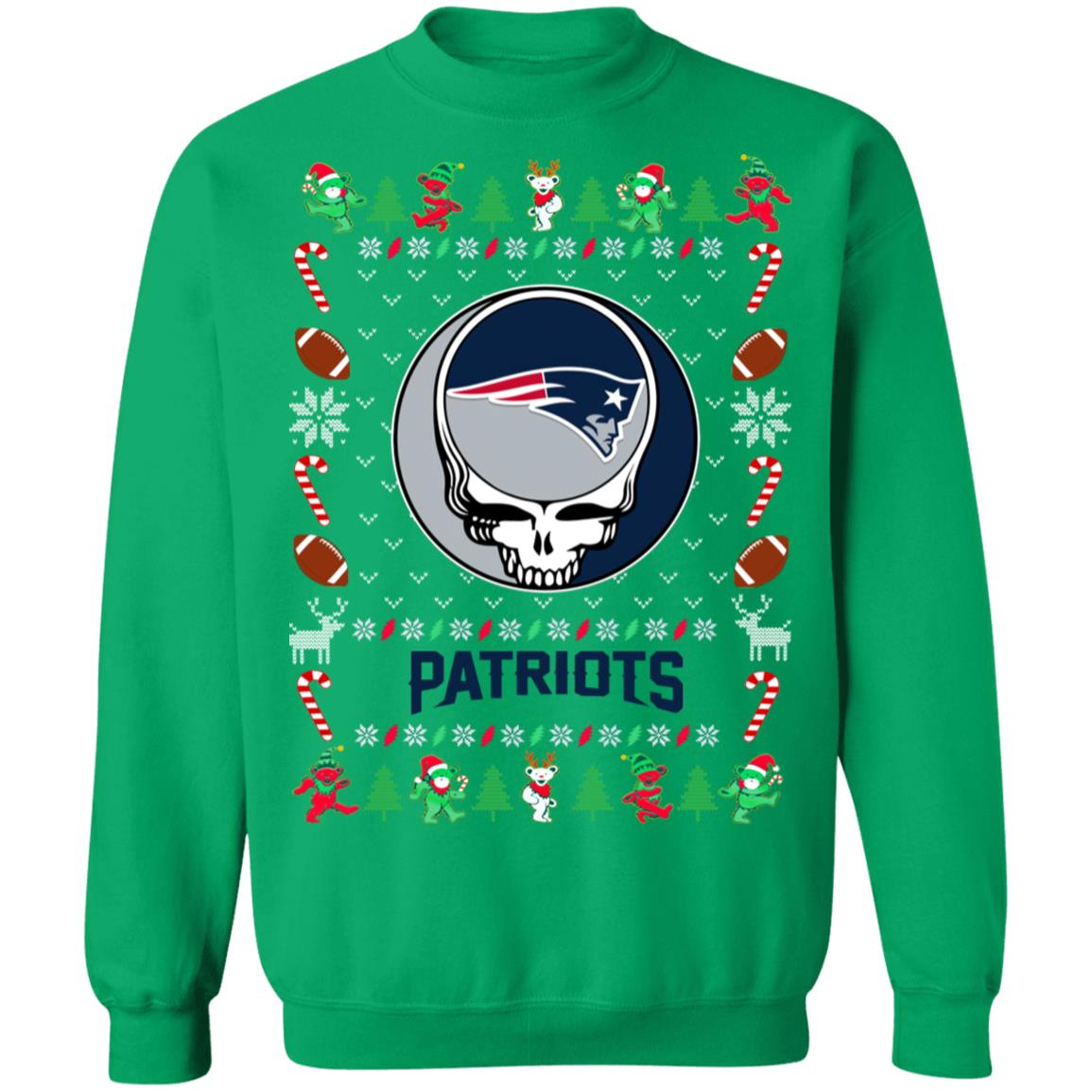 New England Patriots Gratefull Dead Ugly Christmas Sweater New England Patriots Gratefull Dead Ugly Christmas Sweater