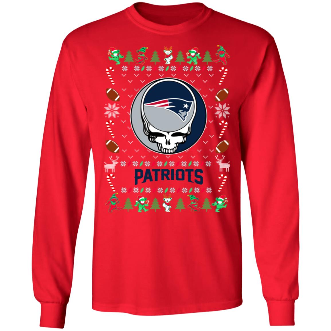 New England Patriots Gratefull Dead Ugly Christmas Sweater New England Patriots Gratefull Dead Ugly Christmas Sweater