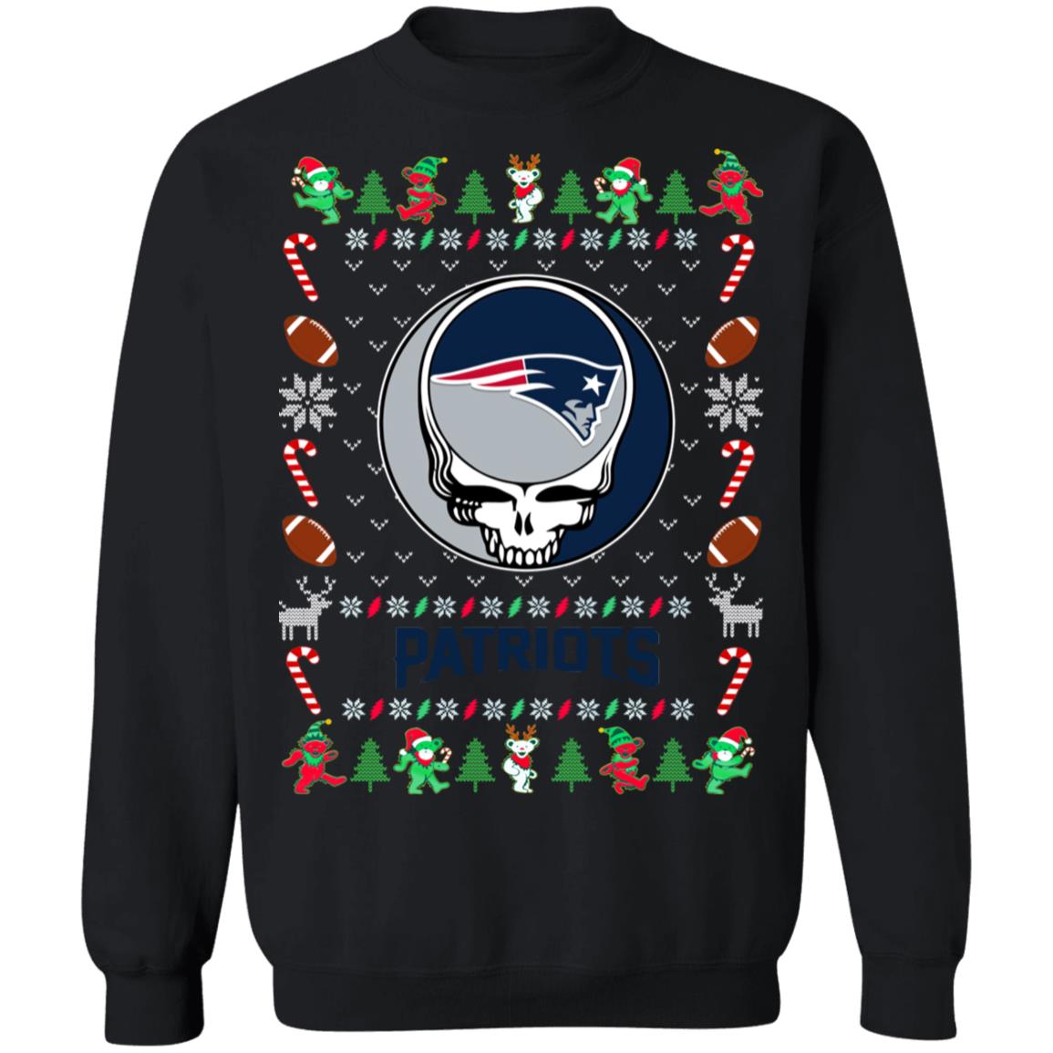 New England Patriots Gratefull Dead Ugly Christmas Sweater New England Patriots Gratefull Dead Ugly Christmas Sweater