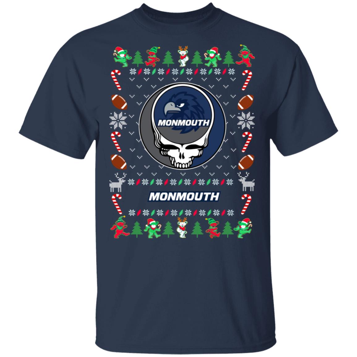 Monmouth Hawks Gratefull Dead Ugly Christmas Sweater Monmouth Hawks Gratefull Dead Ugly Christmas Sweater
