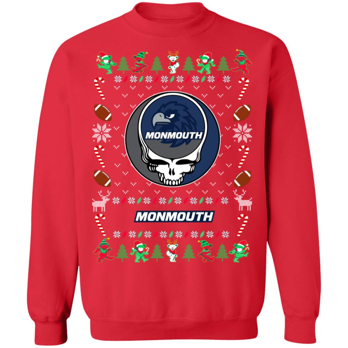 Monmouth Hawks Gratefull Dead Ugly Christmas Sweater Monmouth Hawks Gratefull Dead Ugly Christmas Sweater