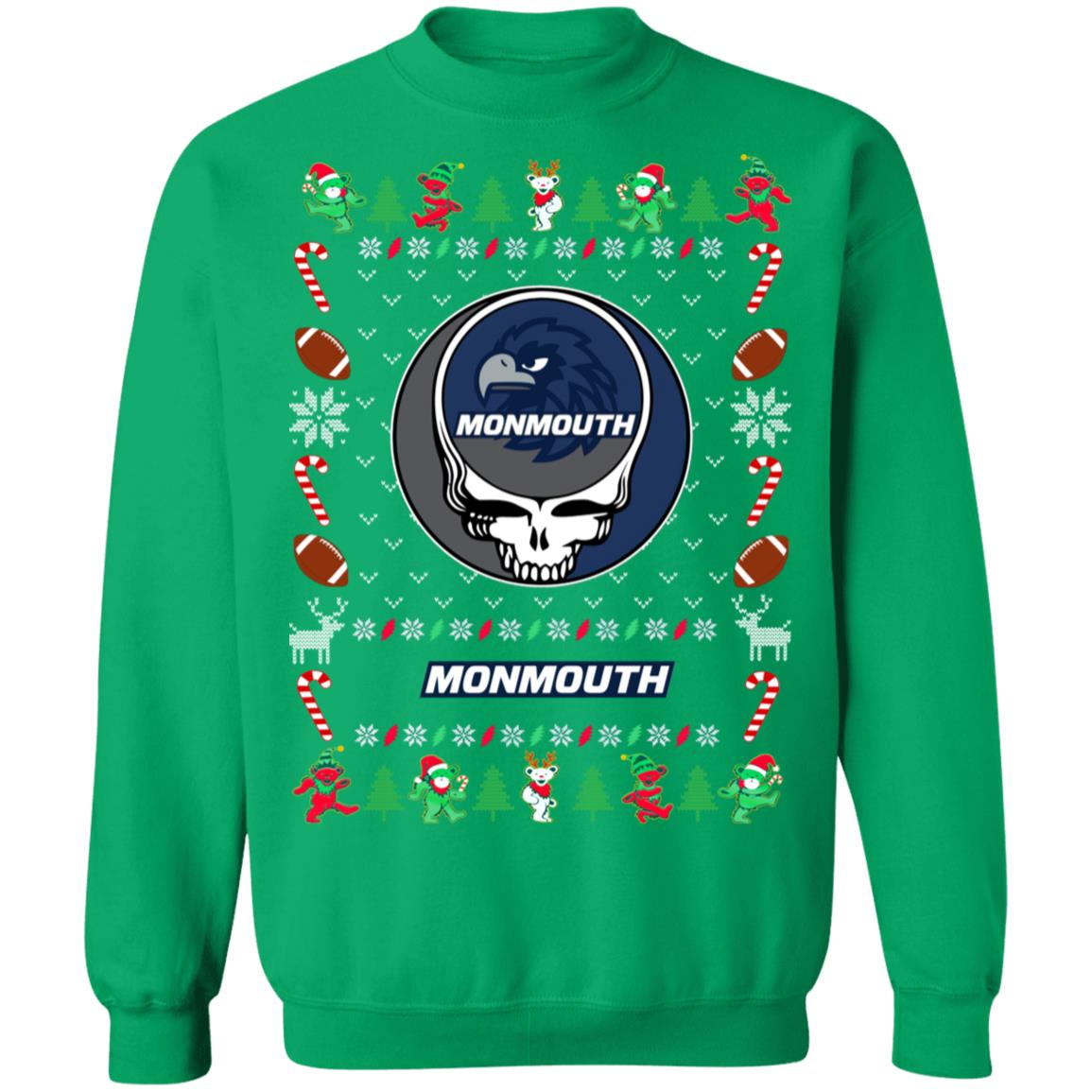 Monmouth Hawks Gratefull Dead Ugly Christmas Sweater Monmouth Hawks Gratefull Dead Ugly Christmas Sweater