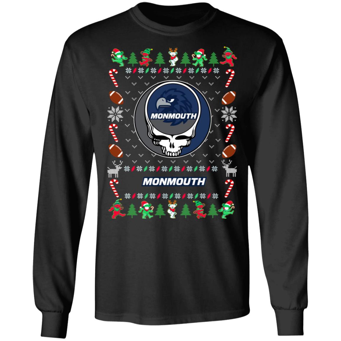 Monmouth Hawks Gratefull Dead Ugly Christmas Sweater Monmouth Hawks Gratefull Dead Ugly Christmas Sweater