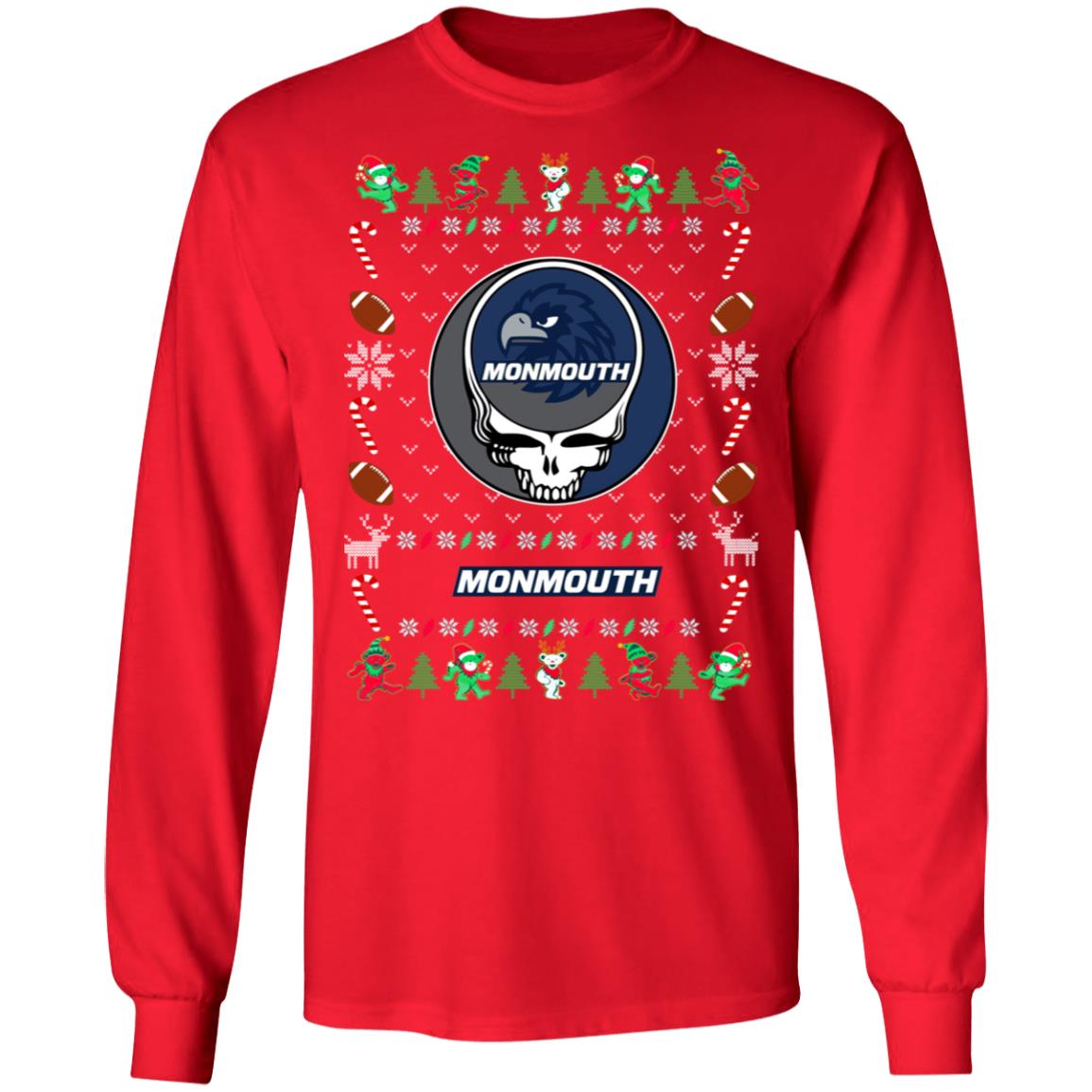 Monmouth Hawks Gratefull Dead Ugly Christmas Sweater Monmouth Hawks Gratefull Dead Ugly Christmas Sweater