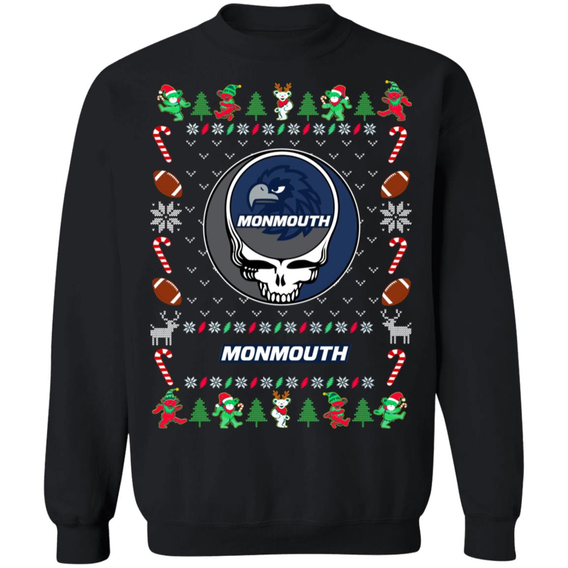 Monmouth Hawks Gratefull Dead Ugly Christmas Sweater Monmouth Hawks Gratefull Dead Ugly Christmas Sweater