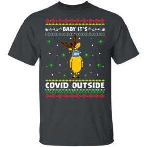 Baby It’s Covid Outside Funny Reindeer Wearing Mask Ugly Christmas Sweatshirt