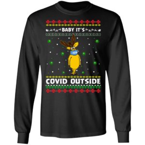 Baby It’s Covid Outside Funny Reindeer Wearing Mask Ugly Christmas Sweatshirt
