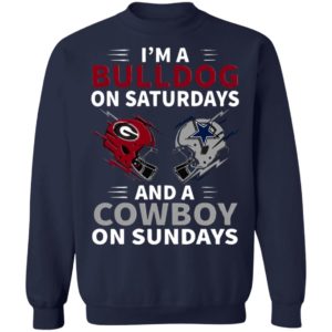 Im A Bulldog On Saturdays And A Cowboy On Sundays T-Shirt, Hoodie, Ladie Tee