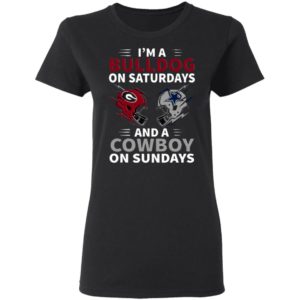 Im A Bulldog On Saturdays And A Cowboy On Sundays T-Shirt, Hoodie, Ladie Tee