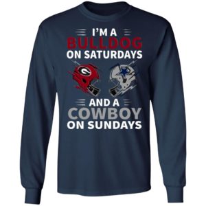 Im A Bulldog On Saturdays And A Cowboy On Sundays T-Shirt, Hoodie, Ladie Tee