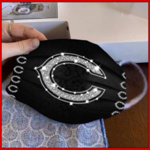 Chicago Bears glitter diamond cloth face mask reusable