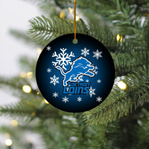 Detroit Lions Christmas Merry Christmas Circle Ornament