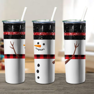 Snowman Christmas Buffalo Plaid Skinny Tumbler
