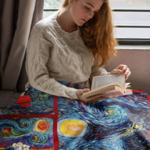 Snoopy The Starry Night Van Gogh Fleece Blanket, Sherpa Blanket