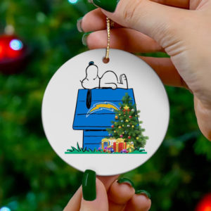 Los Angeles Chargers Snoopy Christmas Circle Ornament