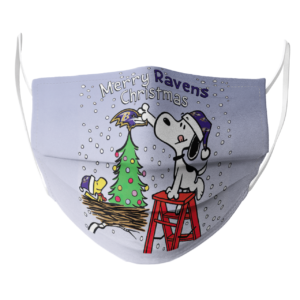 Snoopy and Woodstock Merry Baltimore Ravens Christmas face mask