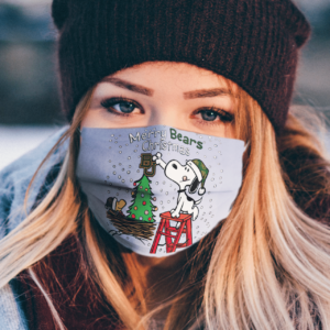 Snoopy and Woodstock Merry Baylor Bears Christmas face mask