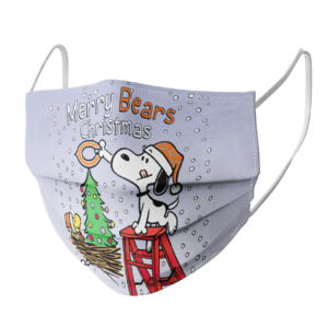Snoopy and Woodstock Merry Chicago Bears Christmas face mask