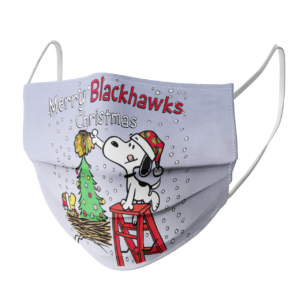 Snoopy and Woodstock Merry Chicago Blackhawks Christmas face mask