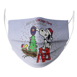 Snoopy and Woodstock Merry Chicago Fire Christmas face mask