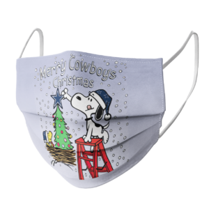 Snoopy and Woodstock Merry Dallas Cowboys Christmas face mask