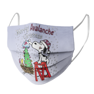 Snoopy and Woodstock Merry Colorado Avalanche Christmas face mask