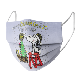 Snoopy and Woodstock Merry Columbus Crew SC Christmas face mask