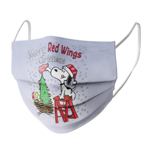 Snoopy and Woodstock Merry Detroit Red Wings Christmas face mask