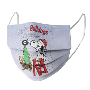 Snoopy and Woodstock Merry Georgia Bulldogs Christmas face mask
