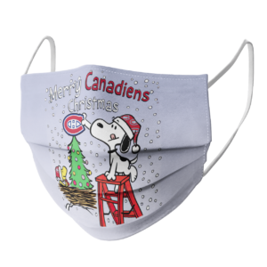 Snoopy and Woodstock Merry Montreal Canadiens Christmas face mask