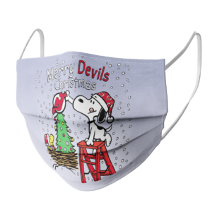 Snoopy and Woodstock Merry New Jersey Devils Christmas face mask