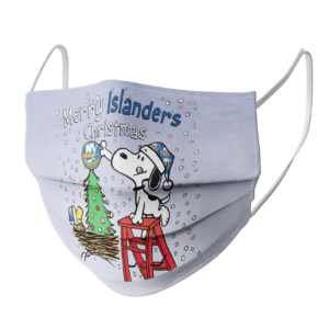 Snoopy and Woodstock Merry New York Islanders Christmas face mask