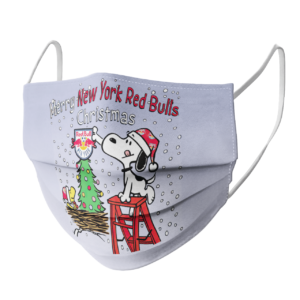 Snoopy and Woodstock Merry New York Red Bulls Christmas face mask