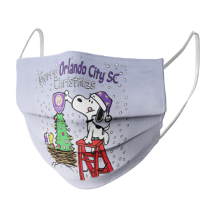 Snoopy and Woodstock Merry Orlando City SC Christmas face mask