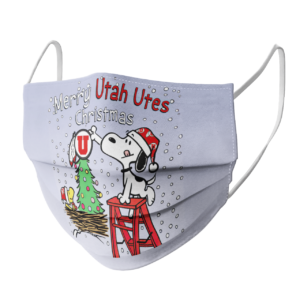 Snoopy and Woodstock Merry Utah Utes Christmas face mask
