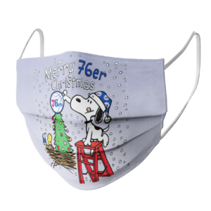 Snoopy and Woodstock Merry Philadelphia 76er Christmas face mask