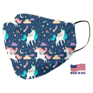 Unicorn Pattern Navy Face Mask