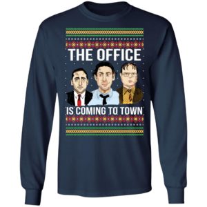 The Offfce Is Coming To Town Michael Scott Jim Halpert Dwight Schrute Ugly Christmas Sweater