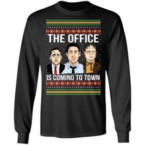 The Offfce Is Coming To Town Michael Scott Jim Halpert Dwight Schrute Ugly Christmas Sweater