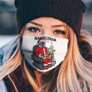 The Santalorian and baby yoda spit it out its just a toy christmas 2020 face mask