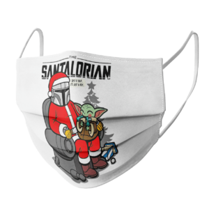 The Santalorian and baby yoda spit it out its just a toy christmas 2020 face mask